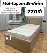 Tək nəfərlik yumşaq başlıqlı çarpayı - Ölçü: 200x90 sm - Neytral bej — Mebel
