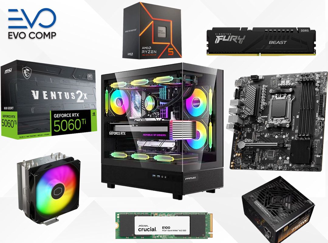 Evo Gaming PC RTX 5060 Ti 8GB | Ryzen 5 7600X | 16GB | 1TB — Masaüstü kompüterlər, Bakı