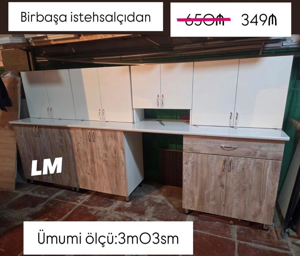 Mətbəx mebeli dəsti - Birbaşa istehsalçıdan - Ümumi ölçü: 3 m 03 sm -