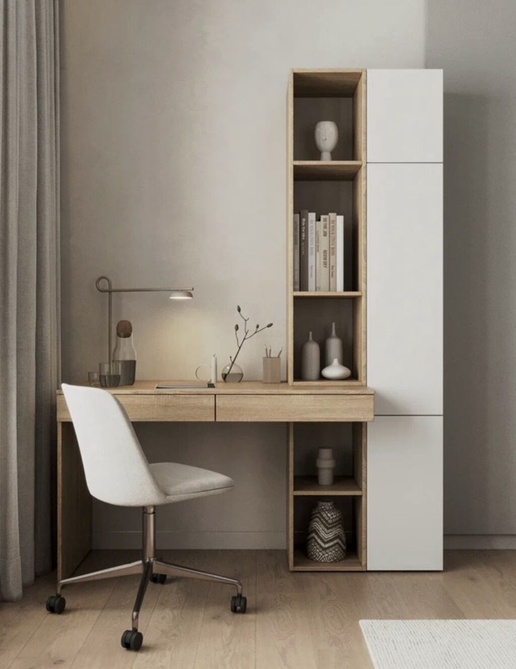 Minimalist iş masası və saxlama modulu dəsti - Dizayn: Skandinaviya — Ofis mebeli, Bakı (2)