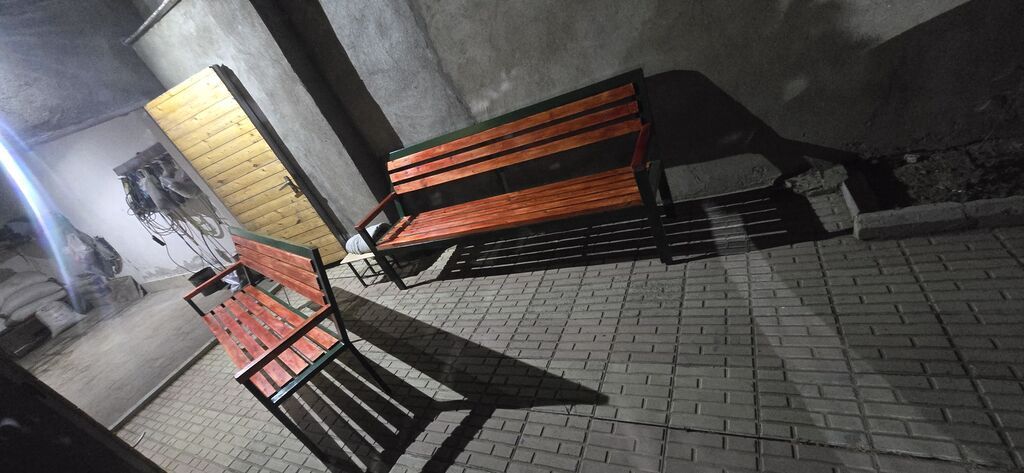 Metall karkaslı taxta skamya - İstifadə sahəsi: həyət, bağ, park — Mebel, Masazır (2)