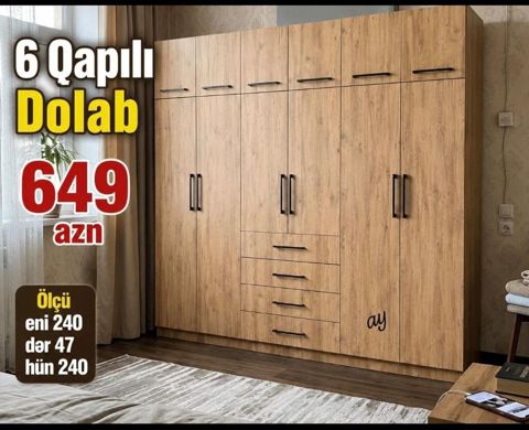 6 qapılı paltar dolabı – 649 AZN - Material və rəng: Oduncaq — NM Mebel — Мебель