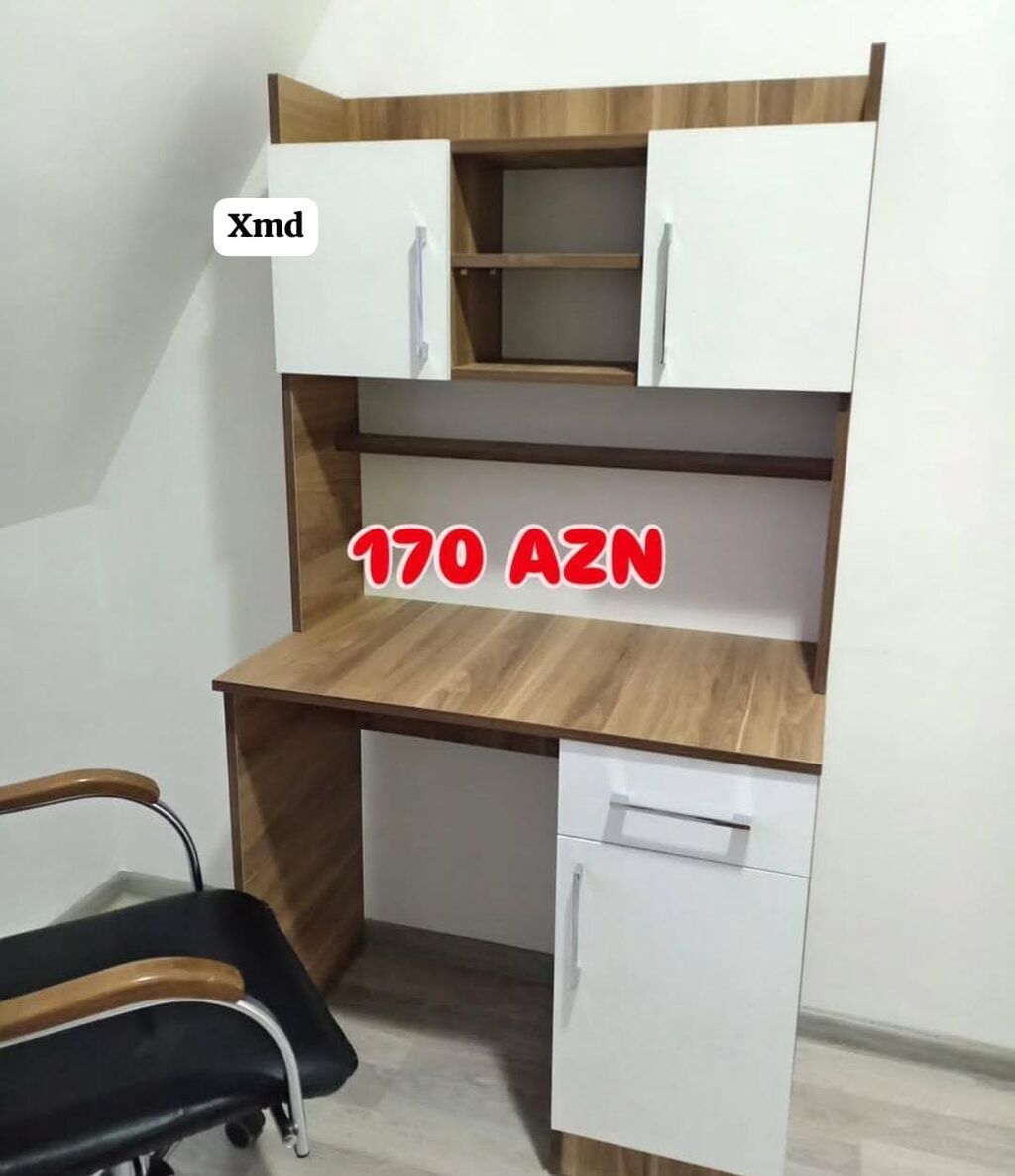 Düz masa, Polkalı, Siyirməli, Teksturalı laminat, Zəmanətsiz, Kredit yoxdur — Mebel, Xırdalan