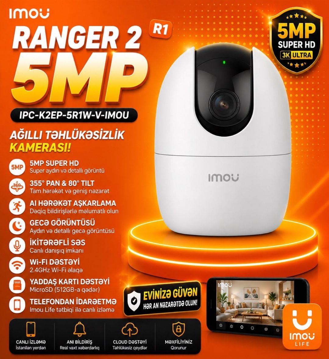 Wifi kamera — Təhlükəsizlik sistemləri, Bakı (3)