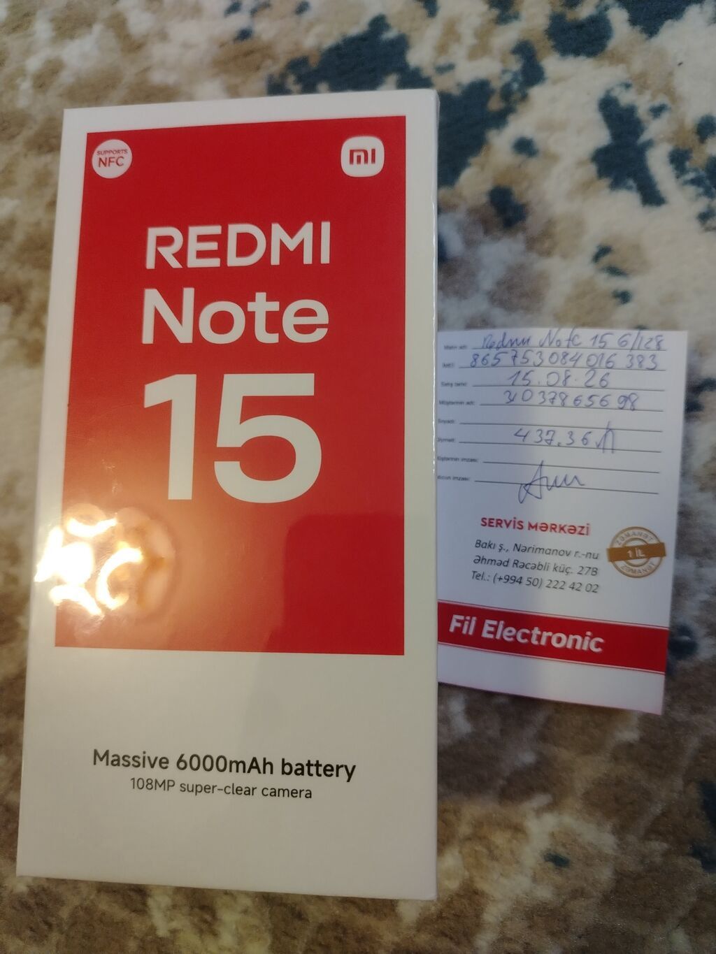 Xiaomi Redmi Note 15, 6/128 GB, 1 il zəmanət