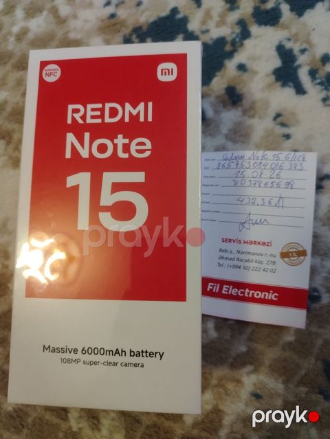 Xiaomi Redmi Note 15, 6/128 GB, 1 il zəmanət