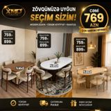 XMD Furniture – müasir dizaynlı yemək otağı dəsti - Masa + 6 stul — Мебель