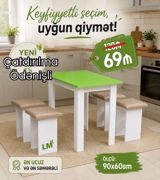 Mətbəx üçün masa və taburet dəsti - Dəst: 1 masa + 4 taburet - Rəng — Mebel