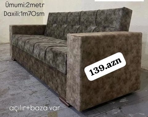Açılan mexanizmli divan - Ümumi ölçü: 2 metr - Daxili ölçü: 1 m 70 sm