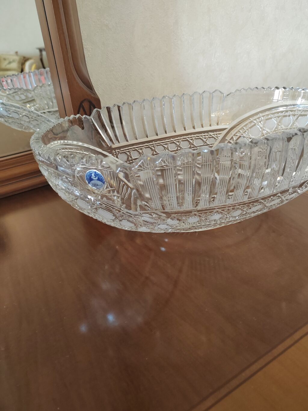 Kəhrəba şəffaflığında kəsimli kristal qab dəsti - Material: qalın — Mallar, Bakı (2)