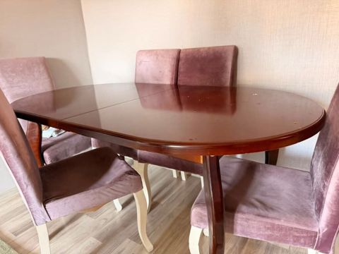 Qonaq otağı üçün, İşlənmiş, Oval masa, 6 stul — Tables
