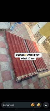 Qırmızı rəngli dalğalı dam örtüyü vərəqləri - Material: metal/profil — Dam örtükləri
