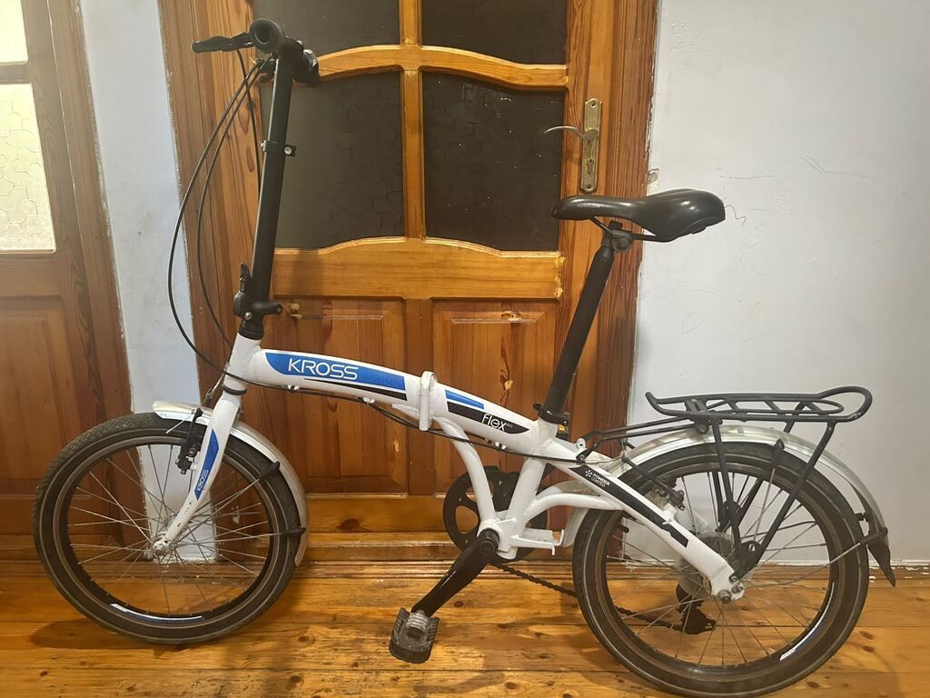 KROSS Flex qatlanan velosiped - 20 düymlük, ağ-göy