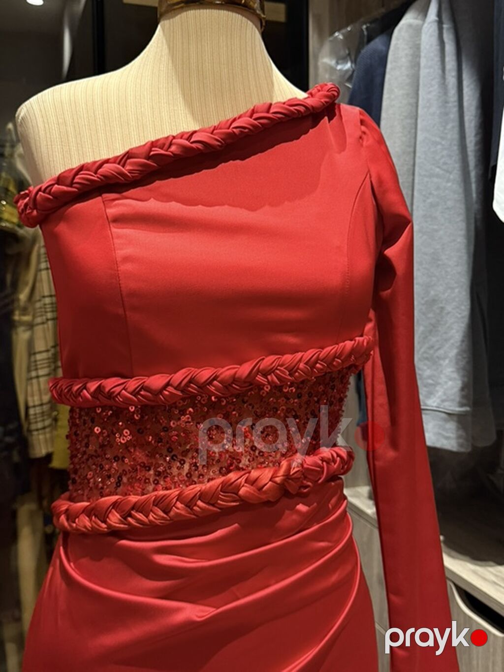 Qırmızı axşam libası S olcu 45kg x 167 cm - Kəsim: Asimmetrik – — Şəxsi əşyalar, Bakı (3)