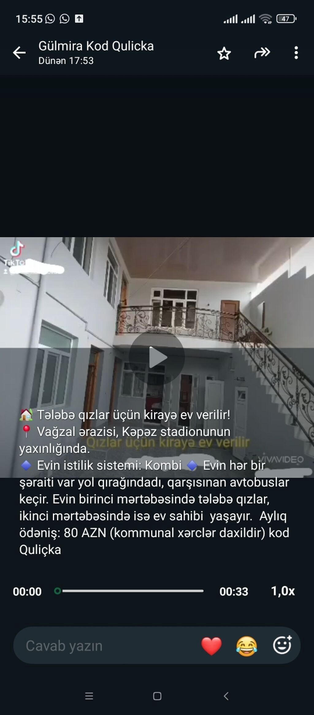 Ünvan Gəncə şəhəri tələbələr üçün kirayə evlər çevir bax — Daşınmaz əmlak, Gəncə (3)