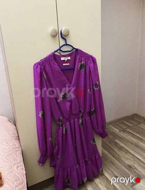 Bənövşəyi rəngli çiçək naxışlı Koton don ölçü XS/S - Model: uzun