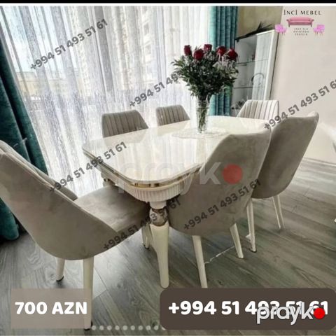 Qonaq otağı üçün, Yeni, Açılan, Dördbucaq masa, 6 stul — Bakı