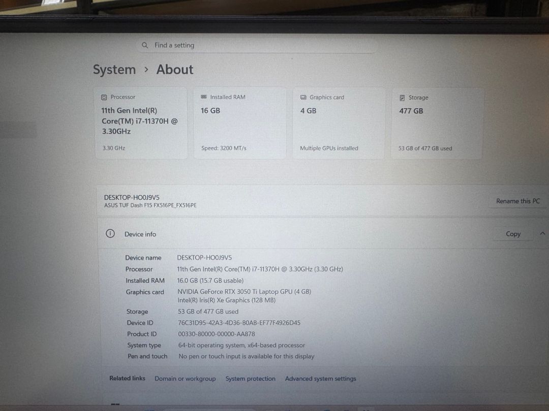 Asus Tuf Dash F15 RTX3050Ti — Elektronika, Bakı (8)