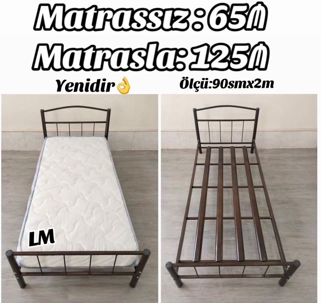 *Tək dəmir çarpayı*👑 _*SİFARİŞLƏ VƏ YENİ*_ *Qiymət : 65₼* — Mebel, Bakı