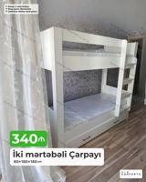 İki mərtəbəli çarpayı – 80×180×180 sm - Korpus: ağ rəngdə, yığcam və — Mebel