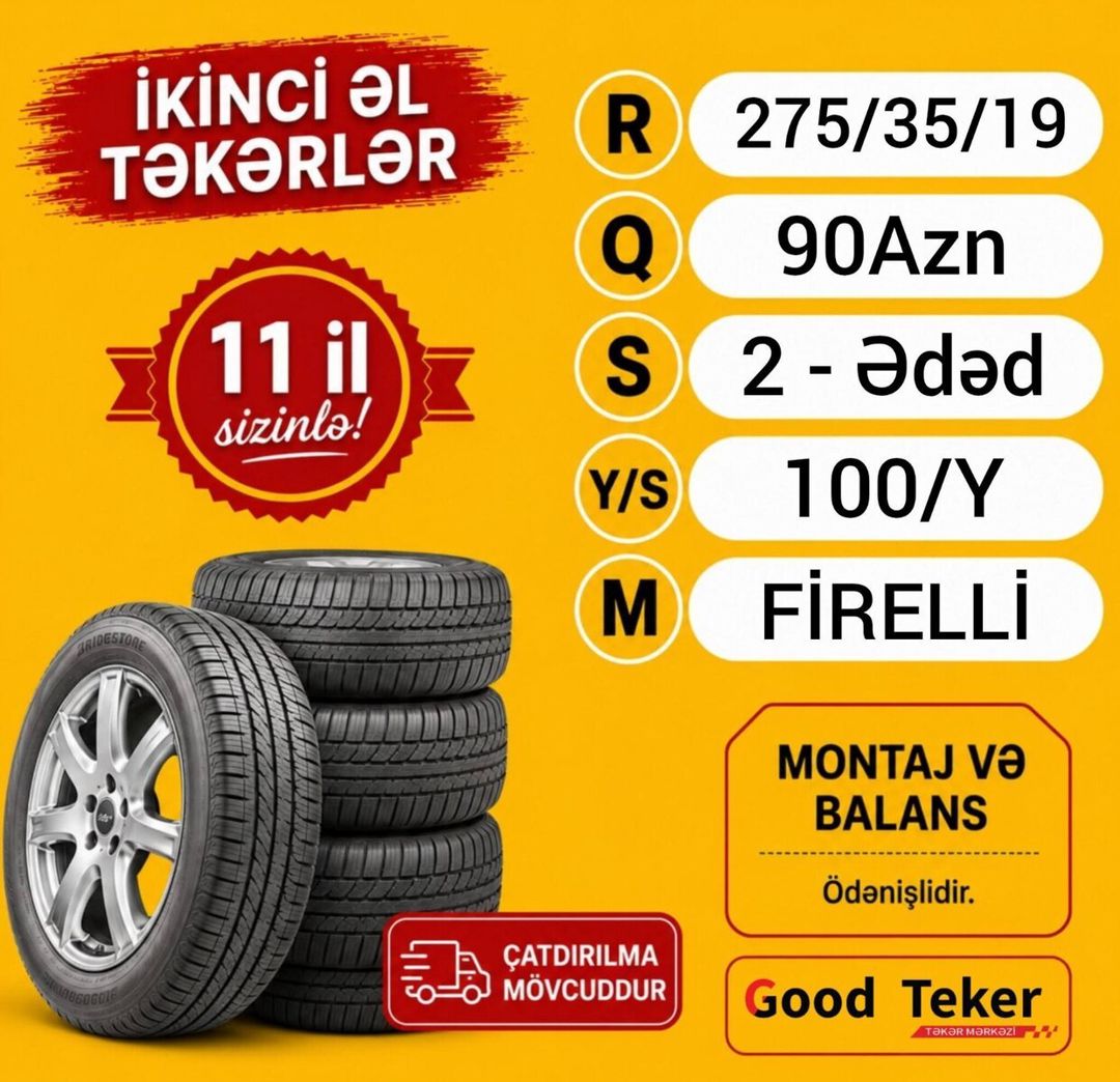 FİRELLİ şinlər 275/35 R19 — Ehtiyat hissələri və aksesuarlar, Bakı (4)