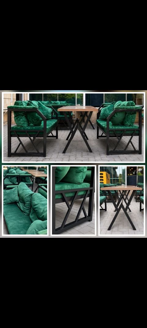 Yumşaq mobilya dəsti — 2 divan + 1 kreslo, dəmir çərçivəli