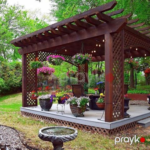 Bağ üçün taxta pergola – dekorativ kölgəlik konstruksiya
