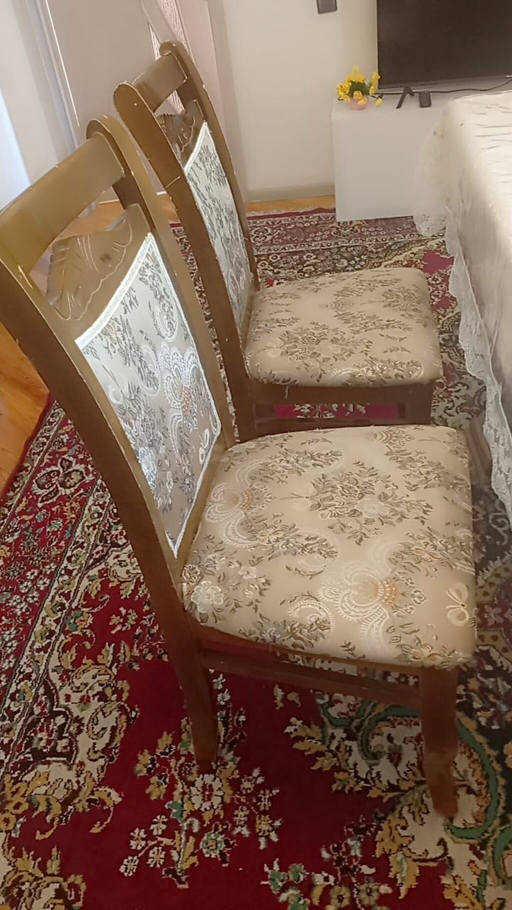 Yemək otağı dəsti – masa və 6 stul - Klassik üslubda, tünd ağacdan — Mebel, Digah (2)