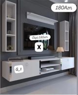 TV stendi və divar rəfləri dəsti - Ölçü: 180 sm (TV stendinin ümumi — Furniture