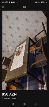 Balkon üçün, Yeni, Açılmayan, Dördbucaq masa, 6 stul — Furniture
