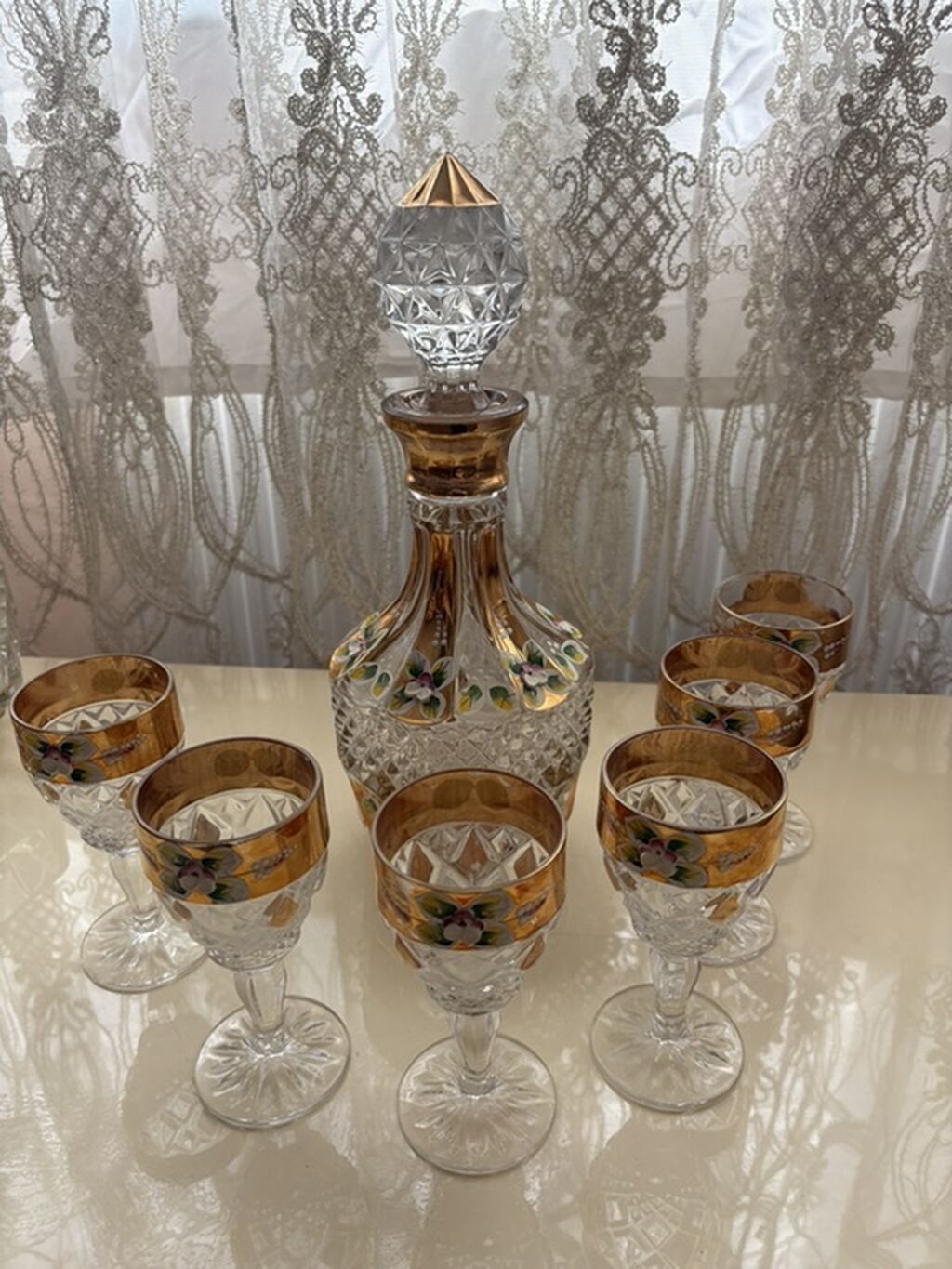 Cex xrustali qrafin desti. Bohemiya. Kristal qrafin və badələr dəsti — Mallar, Mehdiabad (2)