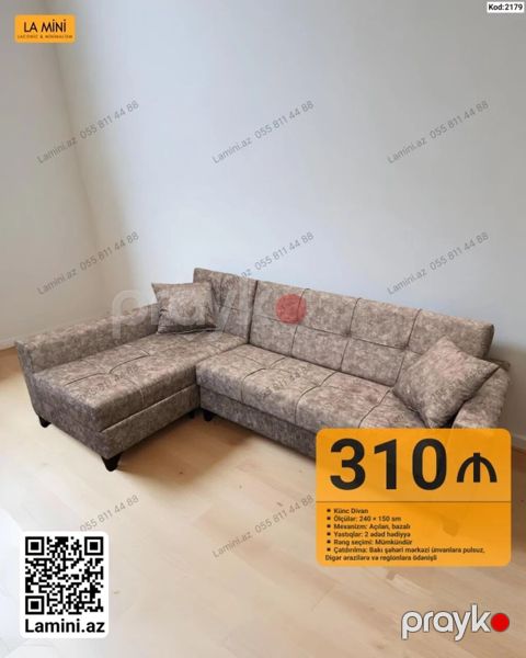 Məhsul: Künc divan (Kod: 2179) - Ölçü: 240 150 sm - Mexanizm — Bakı