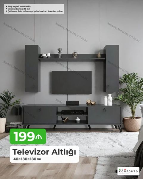 Televizor altlığı və divar modulu dəsti - 40×180×180 sm