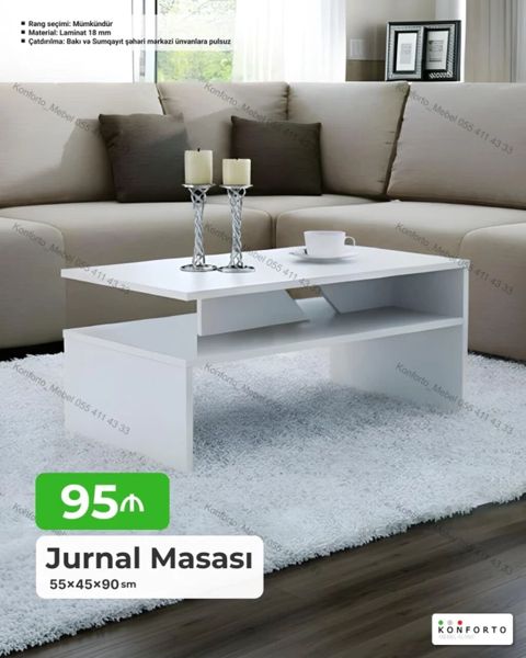 Düz masa, Açılmayan, Təkərsiz, Laminat, Zəmanətsiz — Konforto Mebel — Coffee tables