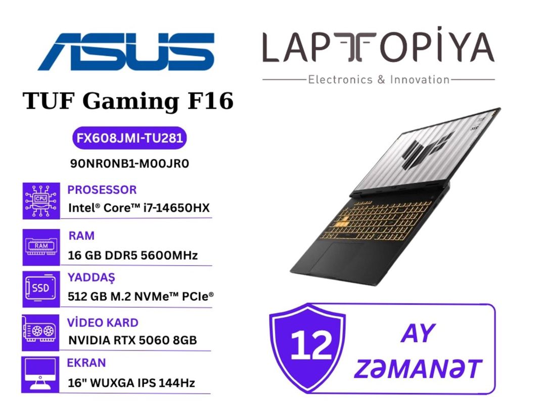 ASUS TUF Gaming F16 FX608JMI-TU281 (90NR0NB1-M00JR0) — Elektronika, Bakı