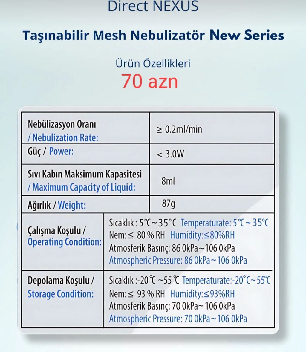Direct NEXUS Taşınabilir Mesh Nebulizator – Yeni Seri Qiymət: 70 AZN — Mallar, Bakı (2)
