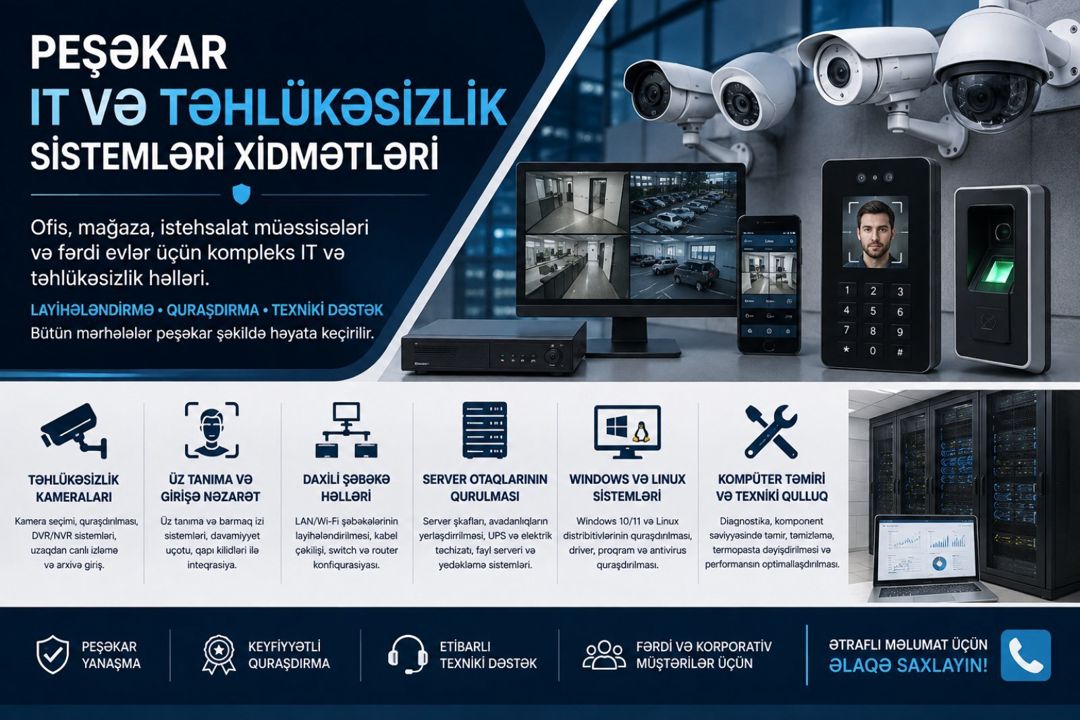 IT və təhlükəsizlik sistemləri xidmətləri — Mallar, Bakı