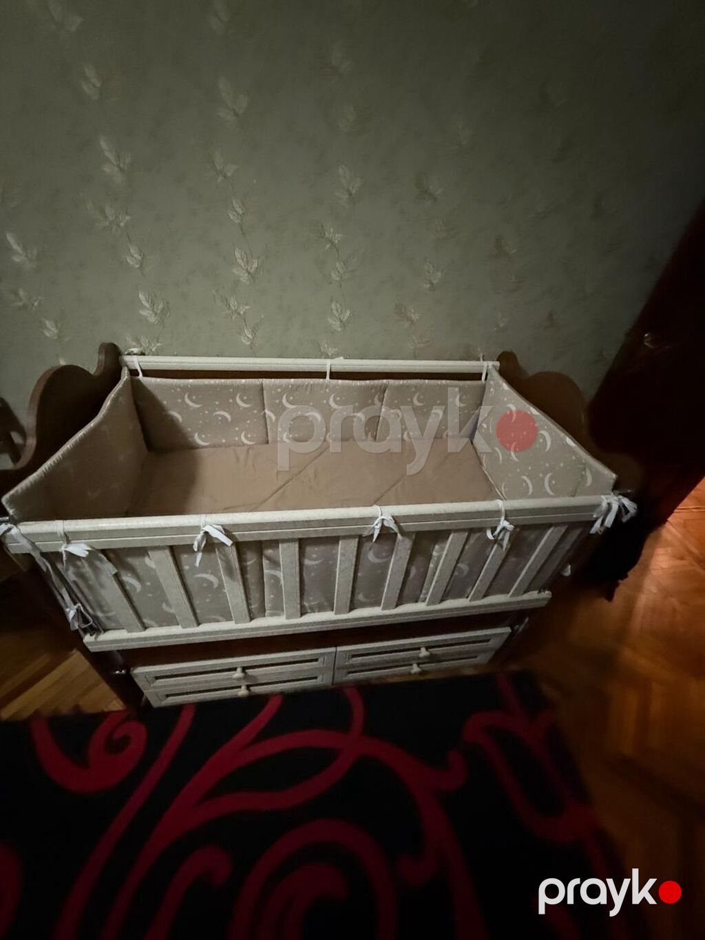 Uşaq beşiyi – taxta, şkaf çekmecəli model - Material: möhkəm — Mebel, Bakı (7)