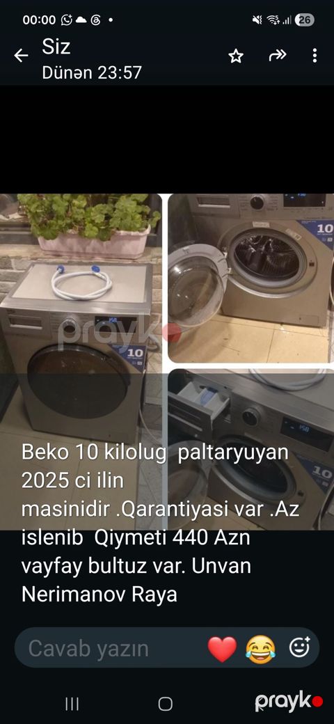 Beko paltaryuyan maşın, 10 kq yükləmə. - İli: 2025 - Zəmanət var -
