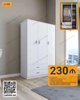 3 qapılı paltar dolabı – minimal dizayn, geniş tutum - Ölçülər: 47 d — Mebel