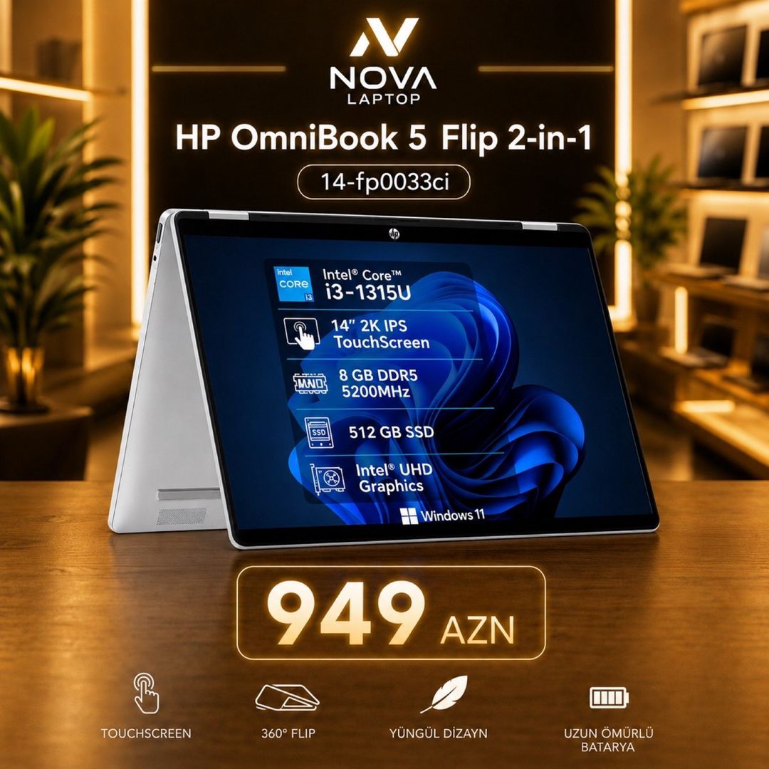 HP OmniBook 5 Flip 2-in-1 Laptop 14-fp0033ci — Elektronika, Bakı