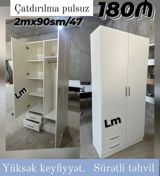 İki qapılı ağ rəngli garderob Ölçülər: 2 m (hündürlük) x 90 sm (eni) — Furniture
