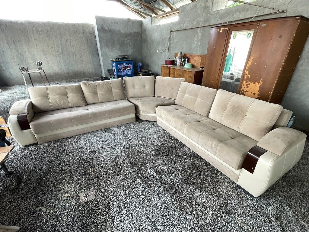 Bej rəngli L formalı divan dəsti - 3 moduldan ibarət böyük L formalı — Mebel, Ucar (3)