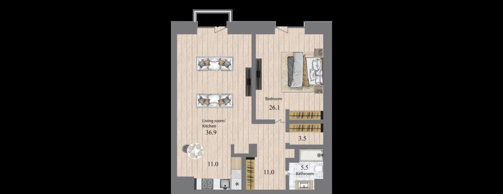 Satılır 2 otaqlı yeni tikili 110.9 m² — Mənzil, Bakı (6)