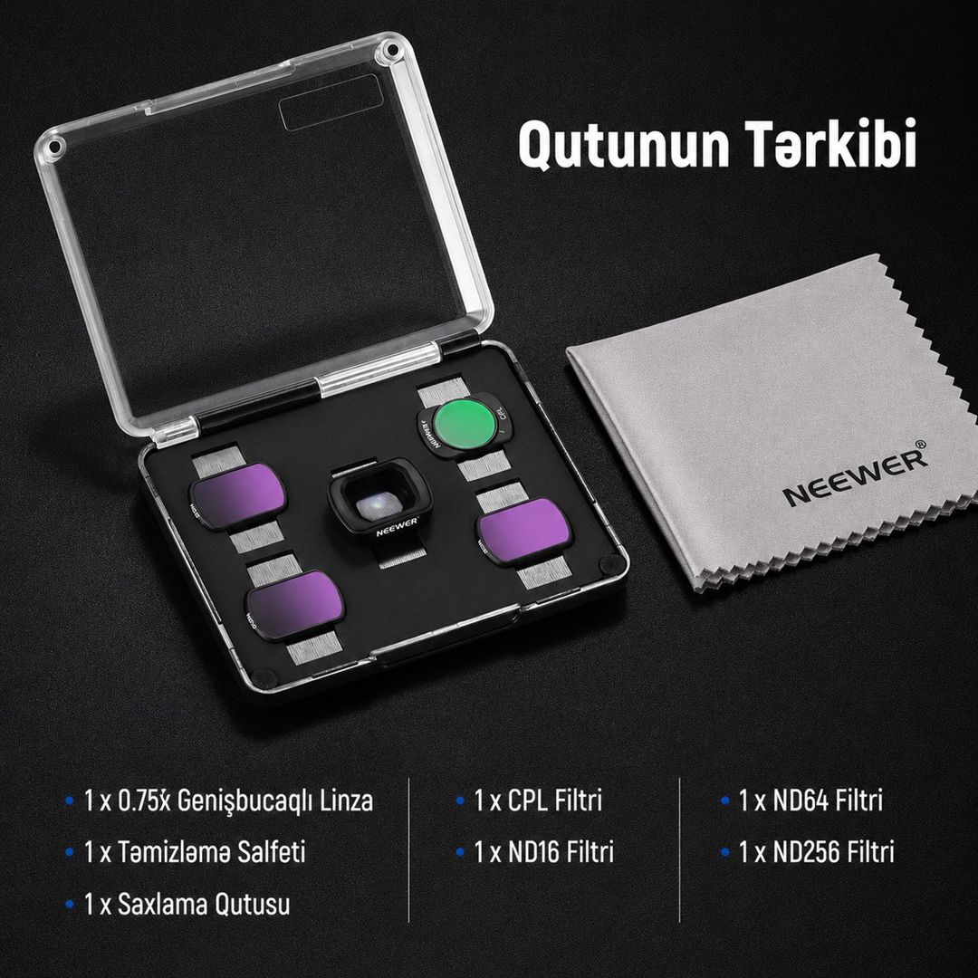 Geniş bucaqlı linza dəsti Neewer FL-B08 — Elektronika, Bakı (7)