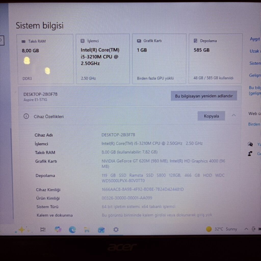 Acer Aspire E1-571G SATILIR‼️ • 8GB DDR3 RAM • İNTEL CORE İ5-3210M — Acer, Bakı (2)