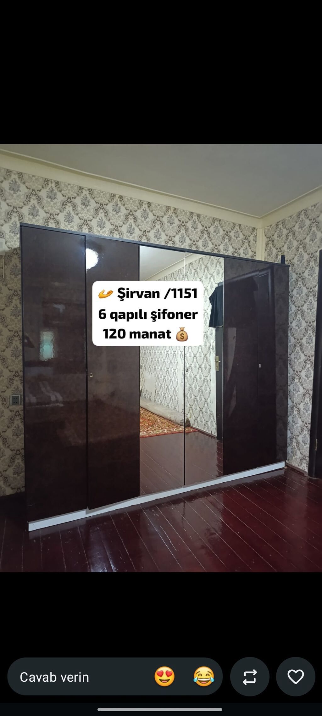 6 qapılı şifoner - Rəng: tünd qəhvəyi, parlaq səth - Ön tərəfdə 2 — Mallar, Şirvan