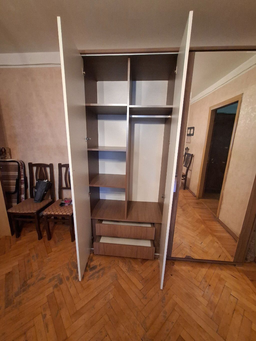 İşlənmiş, 2 qapılı, Güzgülü, Qəhvəyi, Taxta, Kupe, Düz dolab — Mebel, Bakı (3)