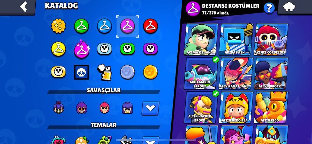 Brawl Stars hesabı – yüksək səviyyəli və tam kolleksiya - Kupa: 103 — Mallar, Şəki (6)
