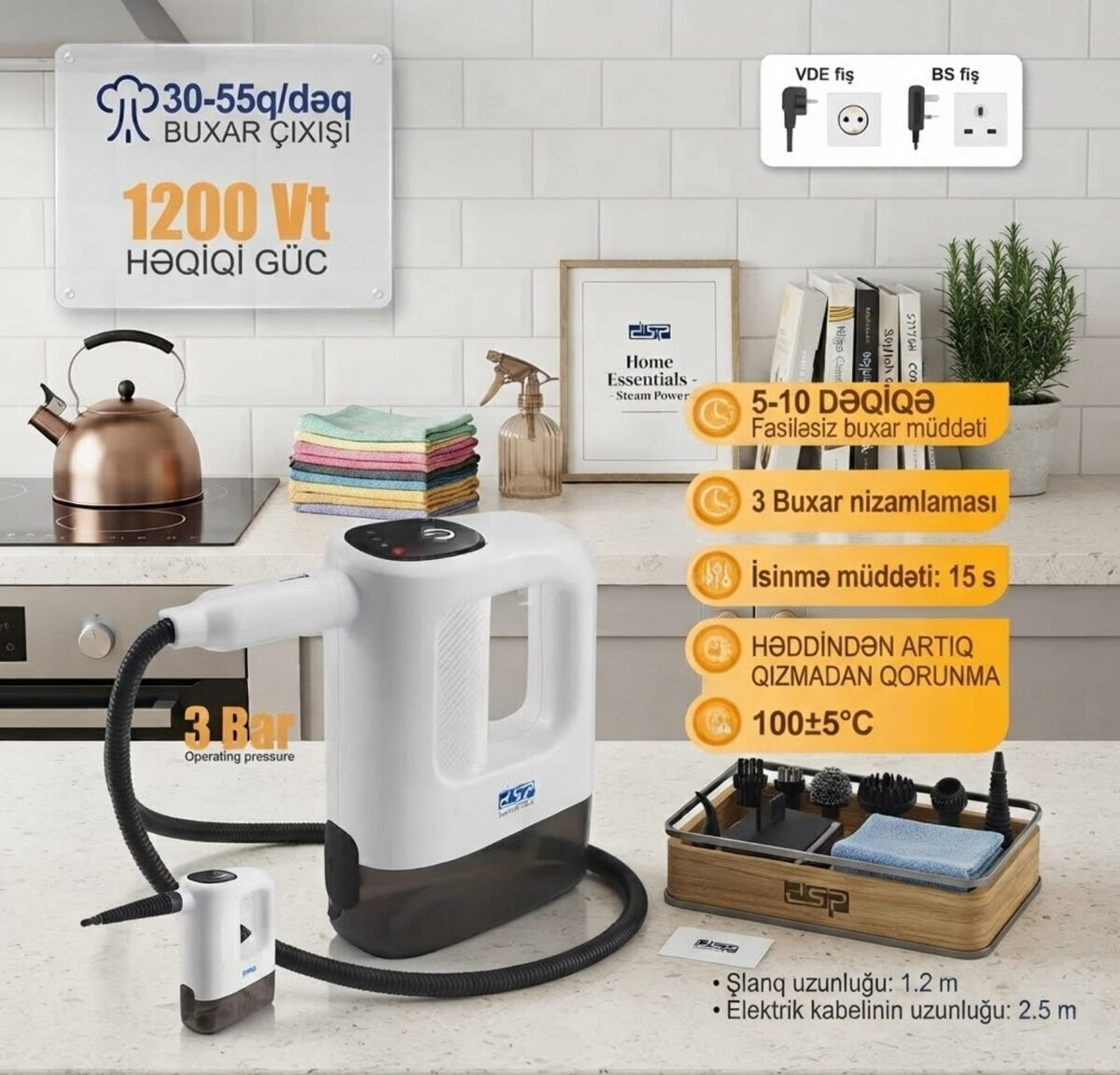 DSP KD2100 15-in-1 Çoxfunksiyalı Buxarlı Təmizləyici